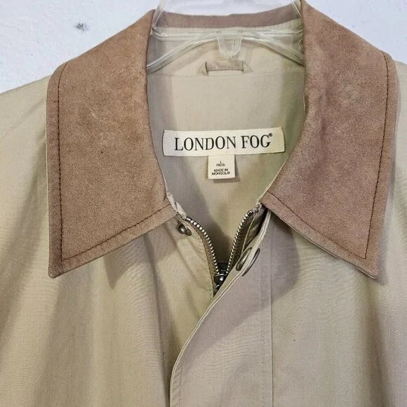 Vintage Men's London Fog Bomber Style Beige Jacket Preppy Casual Size L - Picture 2 of 11
